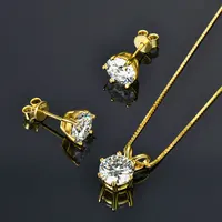 IOGOU réel 925 argent Moissanite ensemble de bijoux plaqué or 0.5-2ct boucles d'oreilles Solitaire pendentif collier ensemble pour femmes hommes cadeau 4