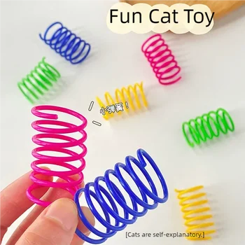 Colorful Plastic Spring Cat Toy Bouncing Interactive Toy For Indoor Kittens Self Entertaining Pet Supplies Durable Coil Play Toy