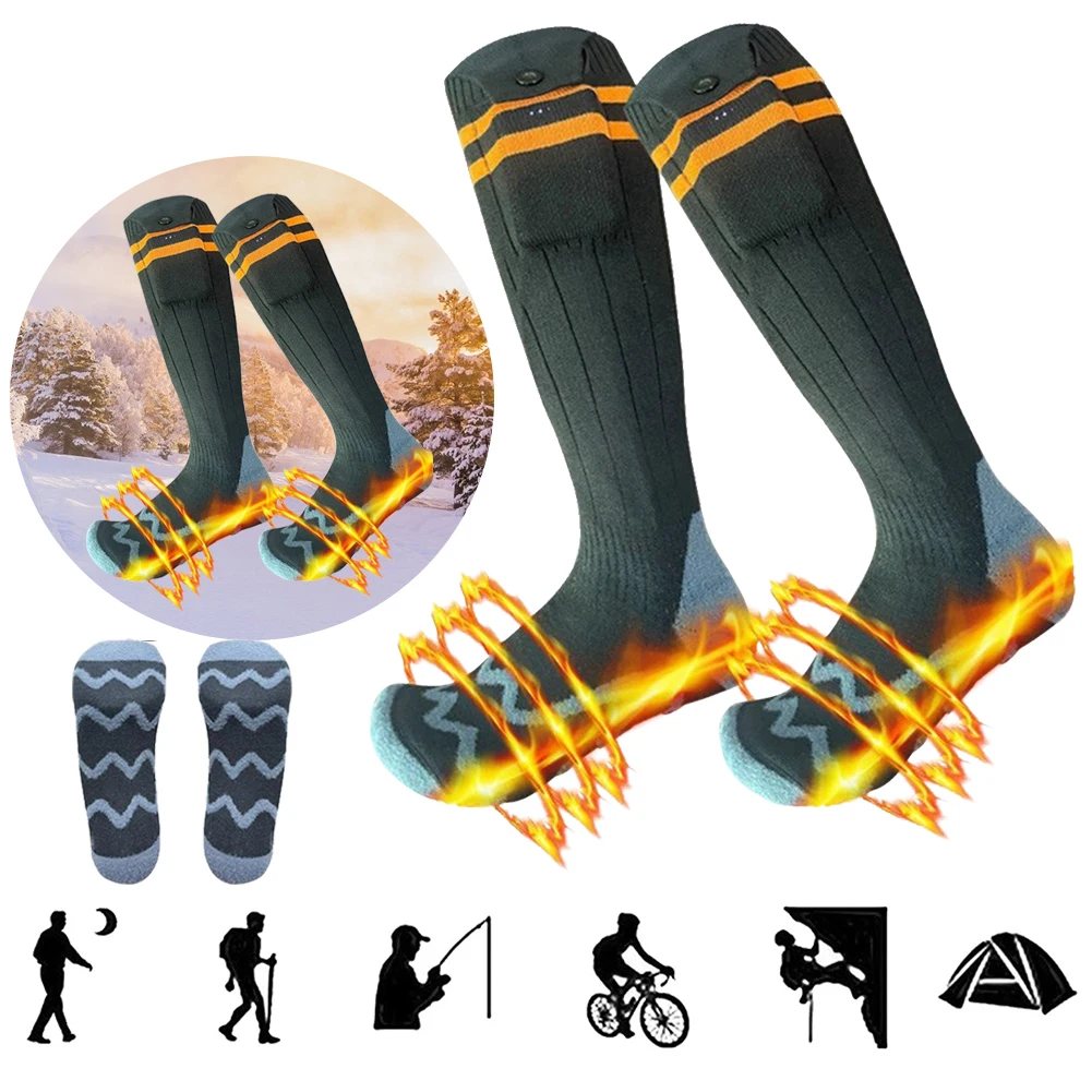 Upgraded Snowmobile Ski Heating Socks App Control Rechargeable 65℃ Outdoor Sports Warm Feet Not Afraid of The Cold