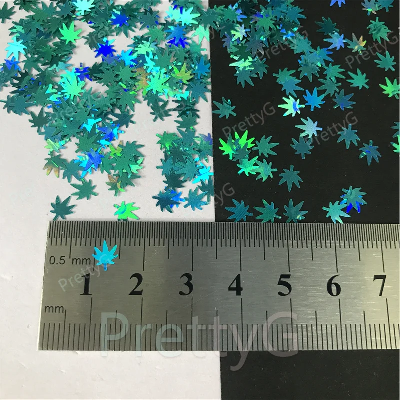 PrettyG Hemp Leaves-Weeds Leaves Shape Glitter Sequins for Resin DIY Making Art Craft Nail Makeup Decoration Accessories 1 Box