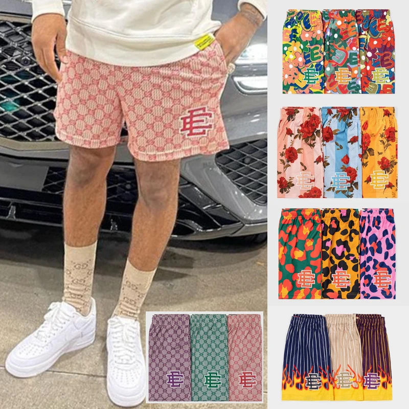 

Трендовые базовые шорты, мужские классические баскетбольные шорты с цветочным принтом, спортивные повседневные пляжные шорты в стиле хип-хоп для фитнеса