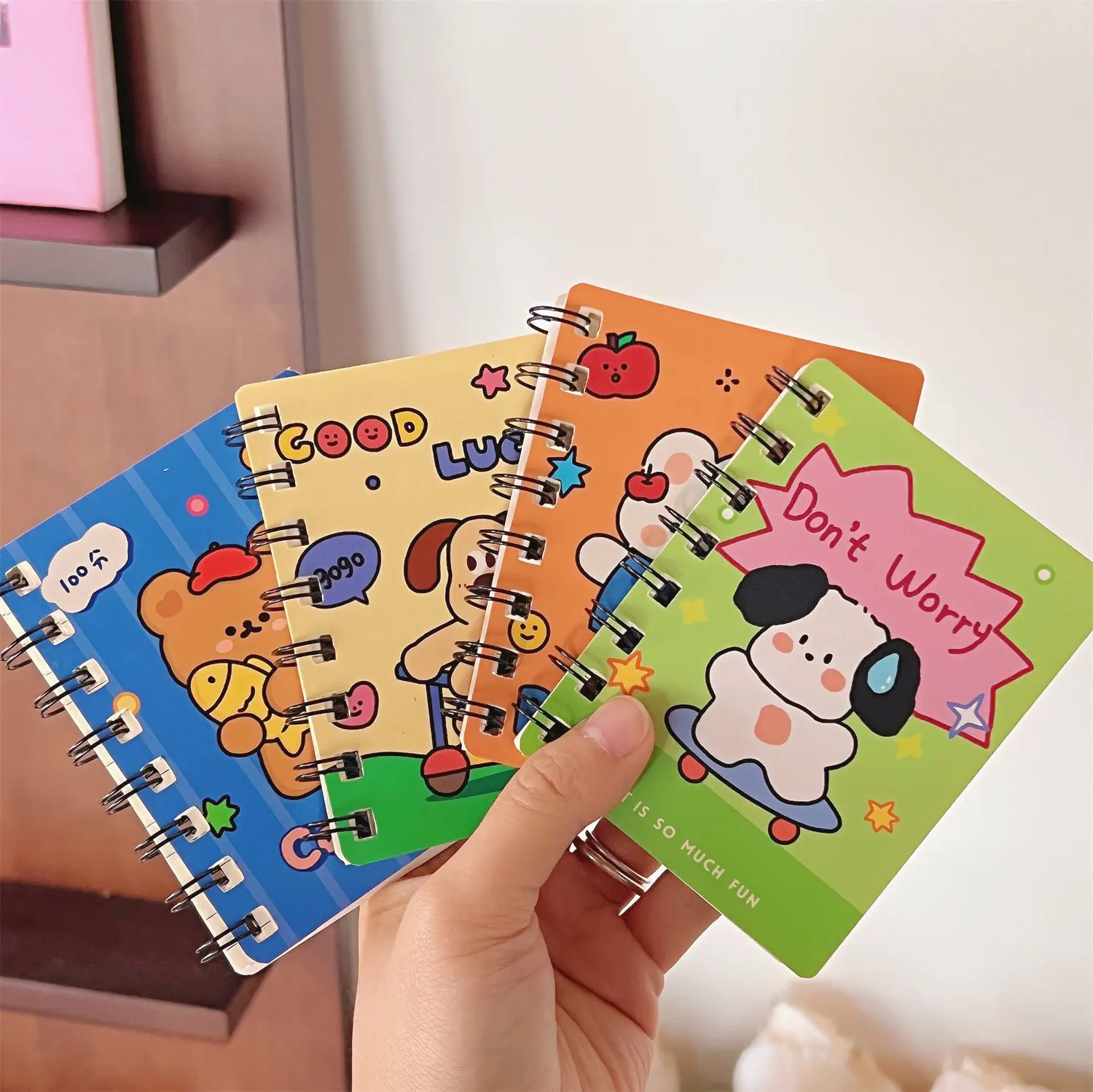 New High Beauty Notebook A7 Word Student Coil Book Cute Cartoon Animal Pocket Notebook Office Stationery 80sheet