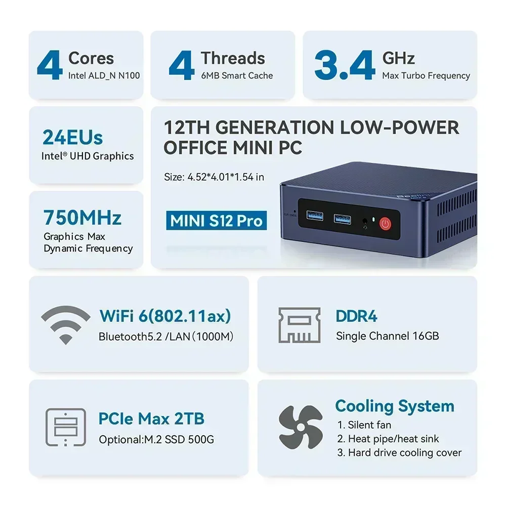 Beelink MINI S 12世代 ミニPC N95 Amazon.com: Beelink Mini PC, Mini S12 Intel 12th Gen 4-Core N95(up