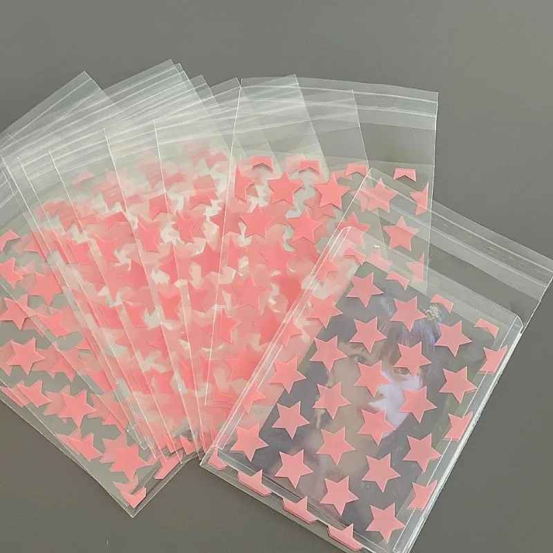 50Pcs Clear Photocard Sleeves INS Photocard Protector Bag Cute Bowknot Print Self-adhesive Opp Self Sealing Bag Card Sleeve Gift 2