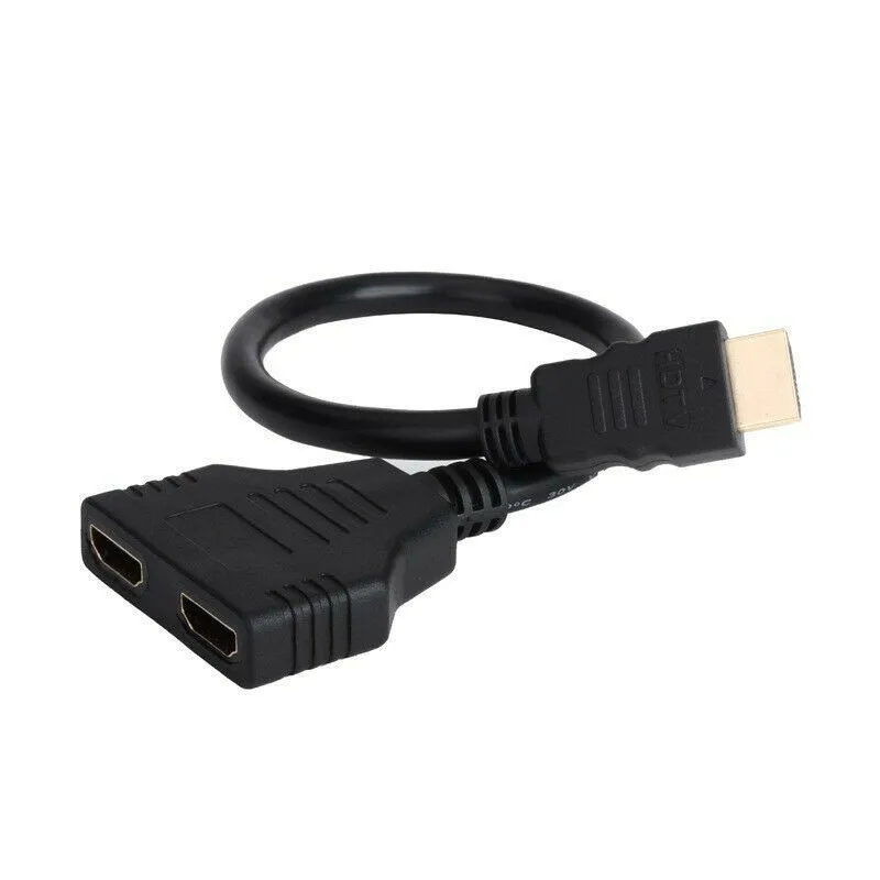 HDMI-compatible Splitter 1 Input Male to 2 Output Female Port Cable Adapter Converter 1080P for Games Videos Multimedia Devices