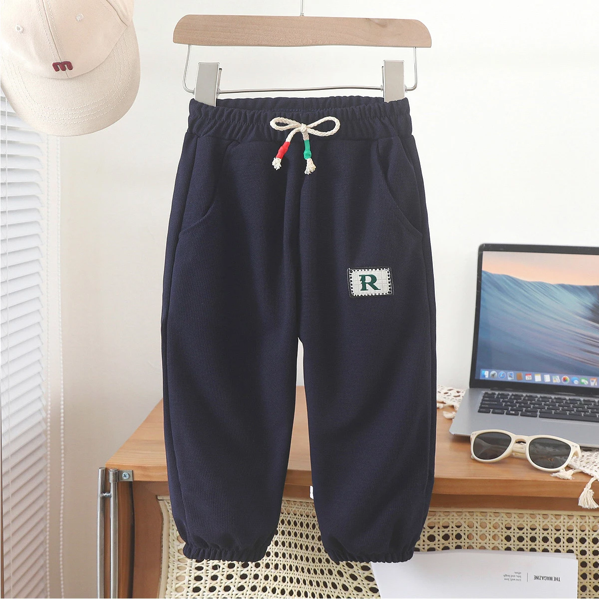 thumbnail image 1 of Kids Cargo Pants Solid Color Children Casual Trousers with Multi Pockets Elastic Waist Boys Cargo Pant Streetwear Spring Autumn, 1 of 6
