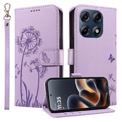 Dandelion Embossed Leather Wallet Flip Case - Motorola Edge 70 Fusion+ (PURPLE)