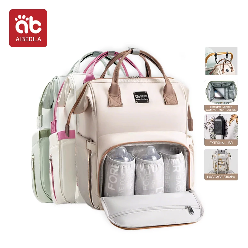 Mommy Lightweight Multifunctional Large Diaper Mom Backpack With Charge USB Nappy Pregnant Bag_voghion.com