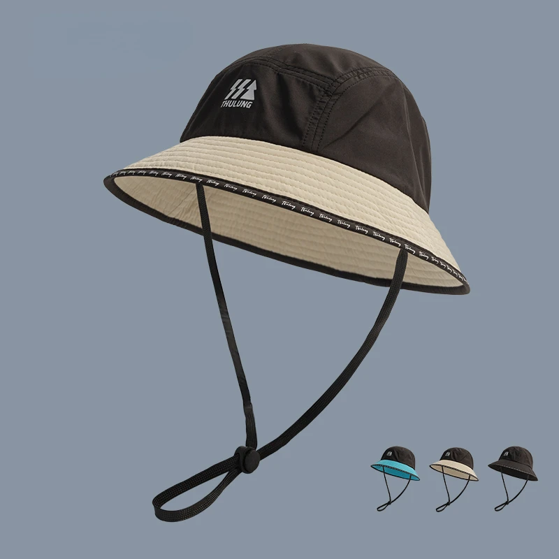 2024 coreano primavera e l'estate cappello da sole da donna all'aperto sottile ad asciugatura rapida tappo da bacino da uomo campeggio escursionismo con lacci secchio_voghion.com