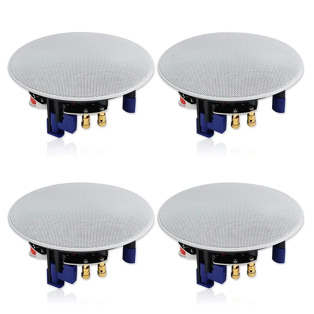 320 Watts 2 Way Flush Mount Ceiling Speakers 4 Inches For Bathroom Kitchen Living Room Office 4 Speakers White wall ceiling speaker