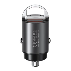 Remax Mini Ring 30W Fast Charging Car Charger with Dual Output - Grey
