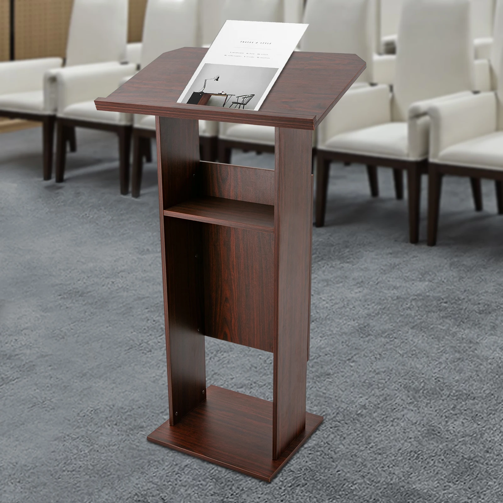 26*15.7&rdquo;*47.7&rdquo; Wood Presentation Standing Conference Presentation Stand