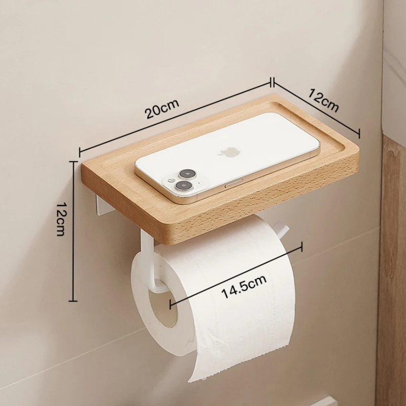 Wooden bathroom toilet paper box solid wood toilet tissue box paper rack bathroom wall hanging roll rack