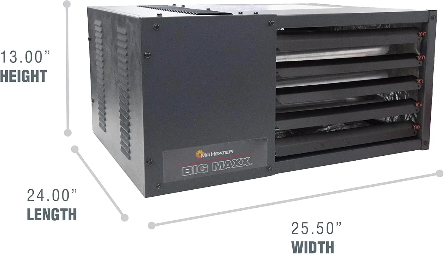 F260550 Big Maxx MHU50NG Natural Gas Unit Heater Black Easy Outside Access To Thermostat and A/C Terminals and Gas Connection