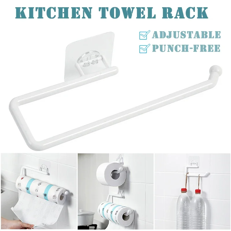 Paper Towel Holder Kitchen Paper Roll Holder Towel Hanger Rack Bar Cabinet Rag Hanging Holder Shelf Toilet Paper Towel Holders