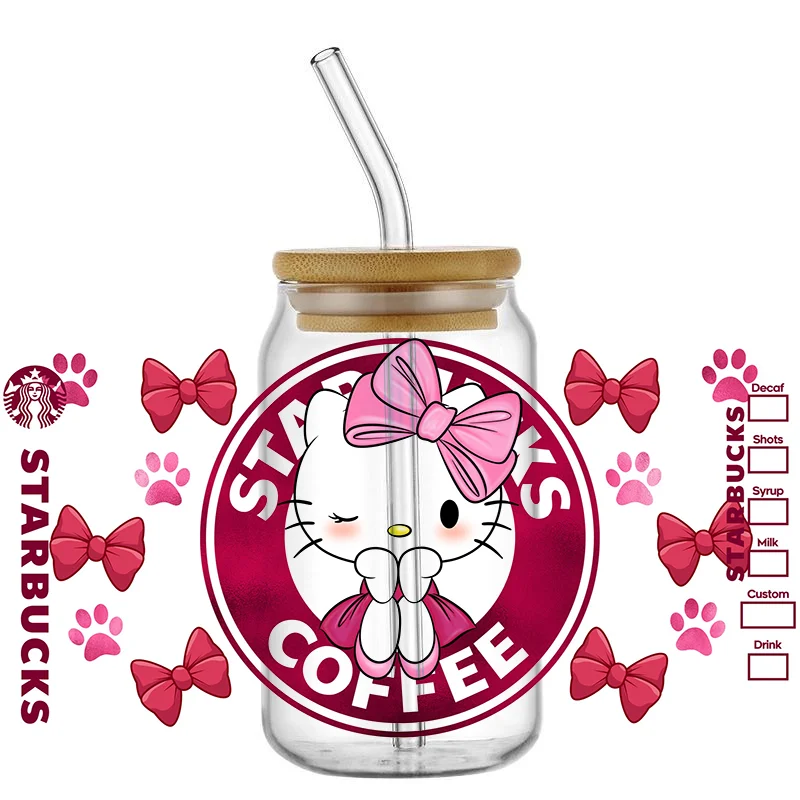 3D Waterproof UV DTF Coffee Can Wraps For Libbey 16oz Can Glass