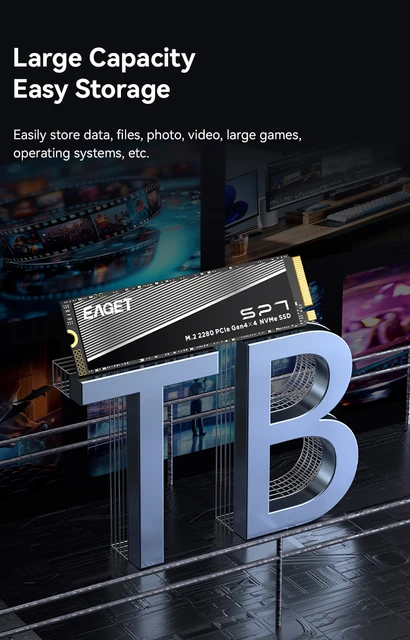 EAGET SSD NVMe M.2 2280 PCIe 4.0x4 7400MB/s Read 3D NAND