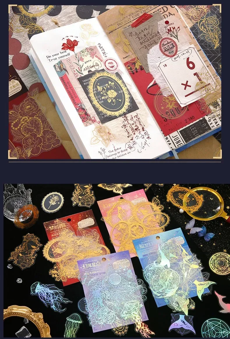40pcs Laser Cut Dream Series Stickers Set Scrapbooking DIY Stick Labels Diary Stationery Album - Butterfly & Whale Designs