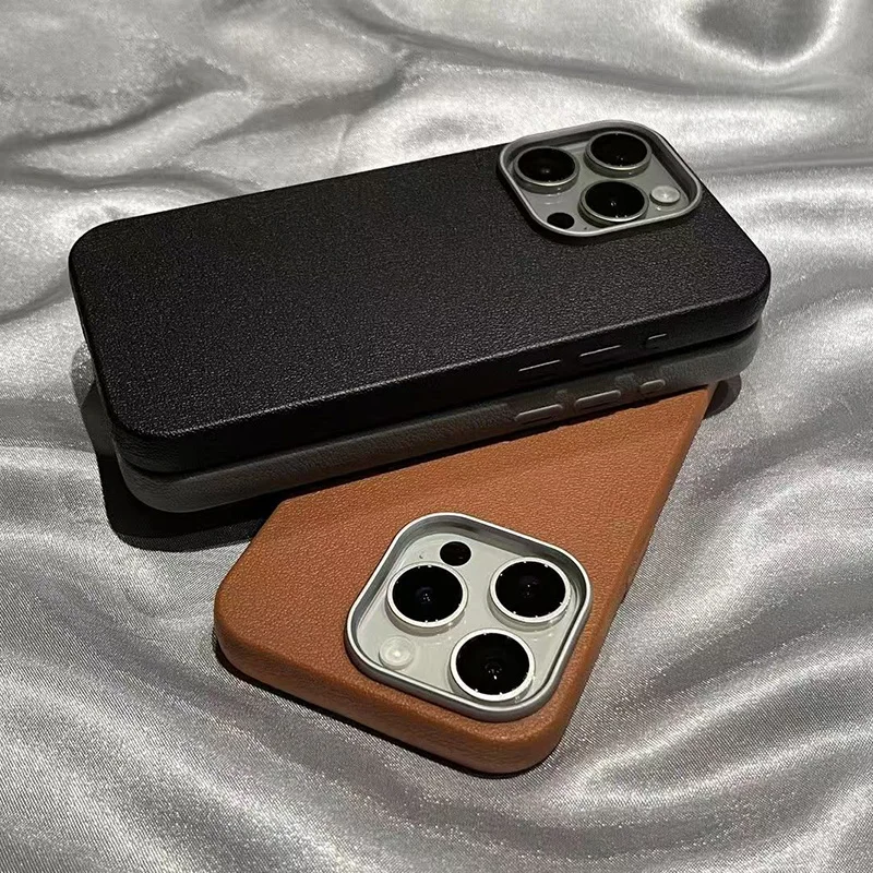 Matte Litchi Texture Leather Soft Shockproof Silicone Case