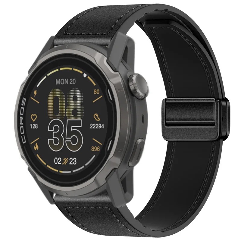 Premium Hybrid Silicone-Leather Strap with Magnetic Buckle, 20mm/22mm
