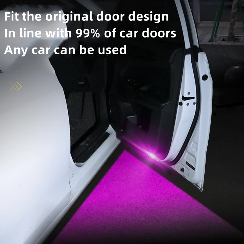 2pcs Led Car Interior  Door Light USB Charging Wireless Magnetic LED Car Door Welcome Light Anti-collision Signal Lamp