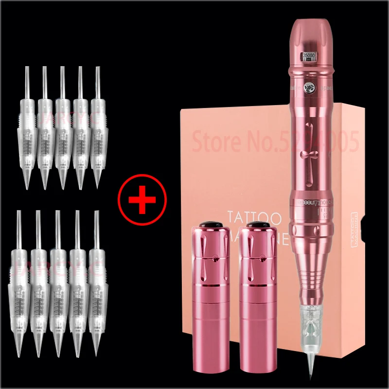 

Wireless Permanent Makeup Machine PMU Eyebrow Tattoo Machine Pen for Ombre Powder Brows Microshading Eyeliner Lip with 2 Battery