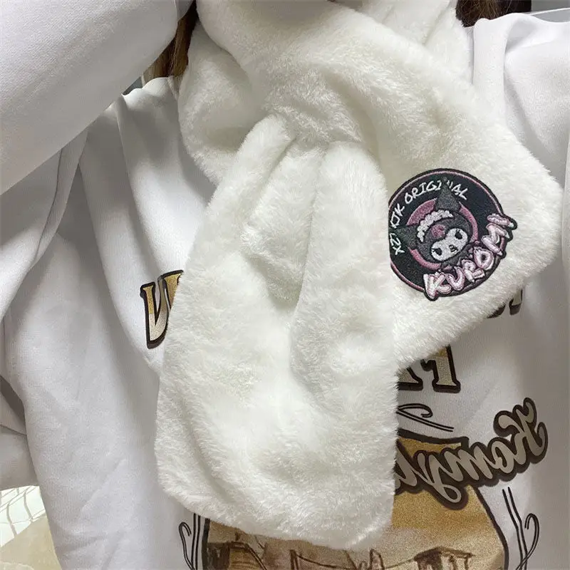 

Kawaii Products Sanrio Scarf Kuromi Cute Anime Plush Embroidery Dustproof Warm Outside Toys for Kids Funny Girl Birthday Gift