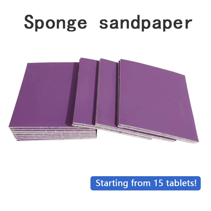 

15PCS 115*125mm Sponge Sandpaper Purple Abrasive Car Paint Bumper Plastic Parts Polishing Dry Water Grinding 400 600 800 Grit