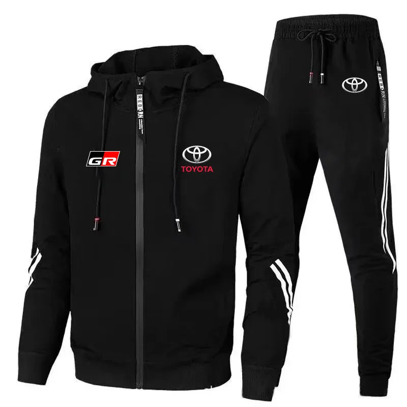 Toyota GAZOO Racing Hoodie Set, Rally Endurance Racing Motorcycle Suit, Hoodie, Cardigan, Jacket + Sport Pants Two-piece Set