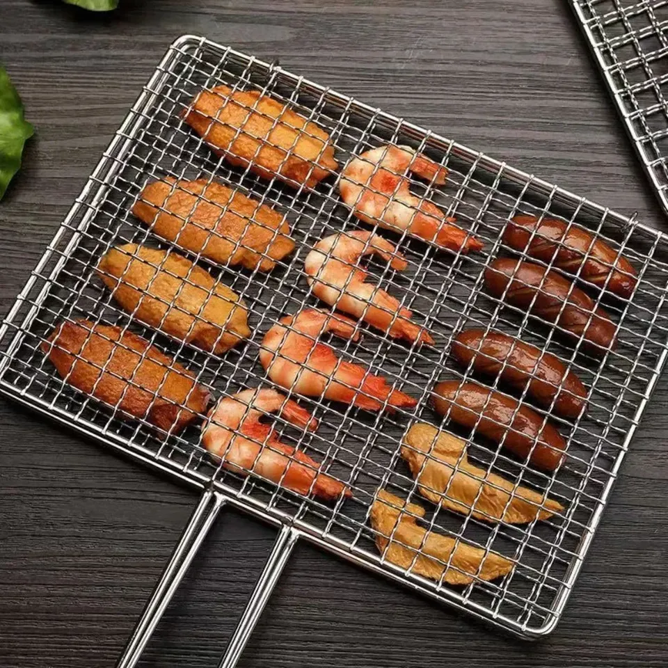 Barbecue Grilling Basket Grill BBQ Net Steak Meat Fish Net Siz Vegetable Grilled Fish Net Camping Barbecue Picnic BBQ Tools Food