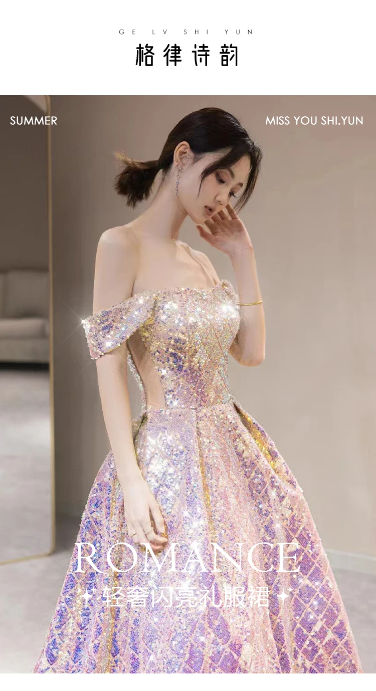 Celestial Sequined One-Shoulder Gown Style