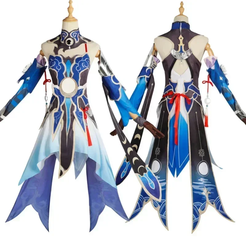 

Костюм Jingliu для косплея джунлю из игры «Звездные рельсы», парик для косплея Аламе, полный комплект, платье, наряд, Униформа, одежда для Хэллоуина