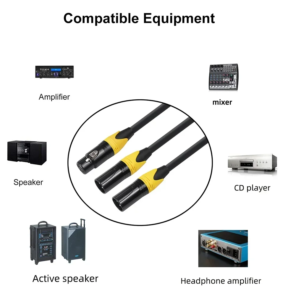 XLR Splitter Cable XLR Splitter 3 Pin XLR Female To Dual Male Y Splitter Balanced Mic Cable 3FT 100CM Instruments Microphones Cables Signal