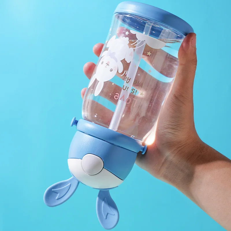 600ml Kids Water Sippy Cup Cute Cartoon Baby Cups With Straws Leakproof Water Bottles for Girls Outdoor Children's Cup BPA Free