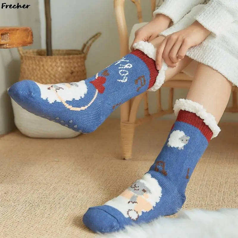 

Cute Cartoon Plush Slipper Stockings Lovely Bear Thermal Sock Russian Keep Warm Winter Socks Footwear Women Comfortable Sokken