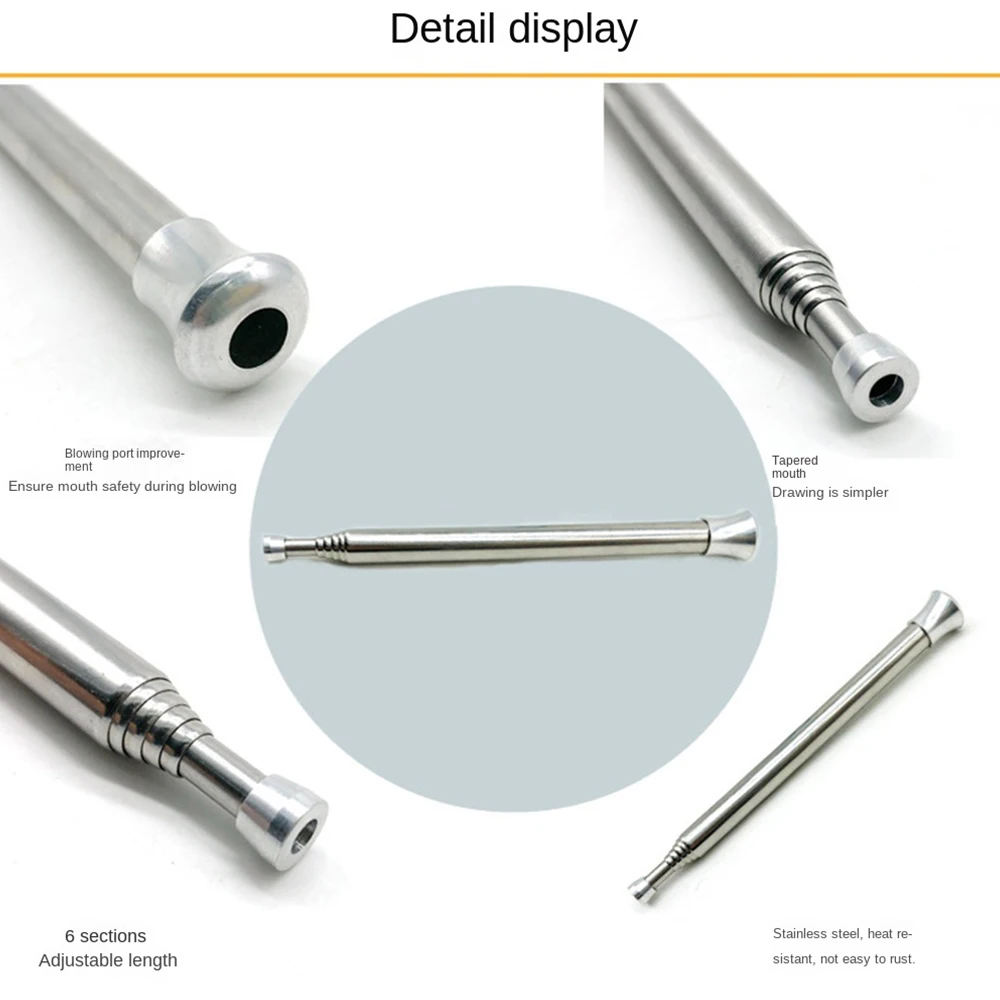 블로우 파이어 튜브 마우스 블로우 파이프, 야외 스테인레스 스틸 텔레스코픽 파이어 블로워, 미니 휴대용 캠핑 요리 블로잉 파이어 스틱 