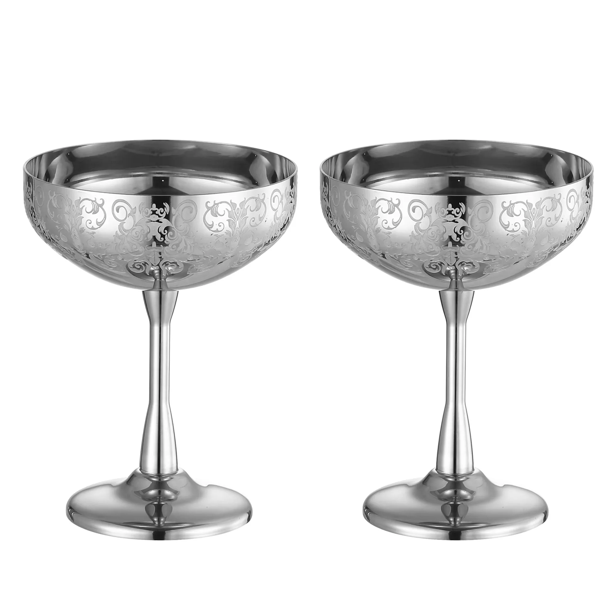 مجموعة نظارات كوكتيل كوبيه من الفولاذ المقاوم للصدأ مكونة من قطعتين، نظارات كوكتيل غير قابلة للكسر لمارغريتا، مانهاتن، الشمبانيا