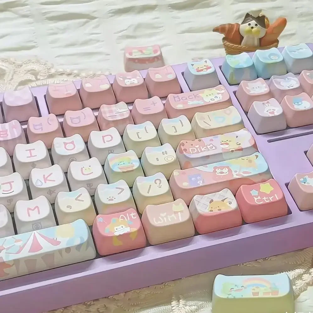 Kito Anime Cat Keycaps para Menina Bonito Teclado Mecânico Sublimação Térmica Quadrada Presente para Alice 2.25 u 2.75u 142 Chaves - Imagem 4