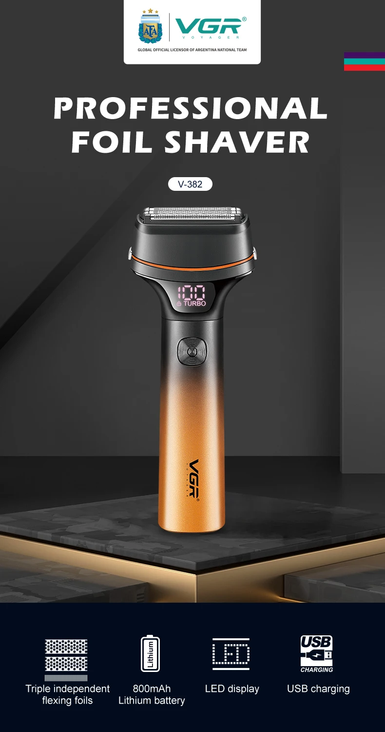 Vgr 382 IPX6 ماكينة حلاقة مقاومة للماء لكامل الجسم...