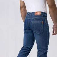 Printemps automne hommes d'affaires jean décontracté droit Stretch mode classique noir ciel bleu gris travail Denim pantalon marque vêtements 5
