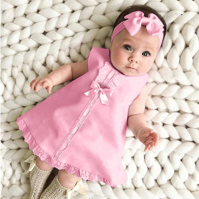 Baby Girl Clothes Korean Cotton Princess Bowknot Dress Sleeveless New  Toddler Kids Baby Girl Outfit Clothes