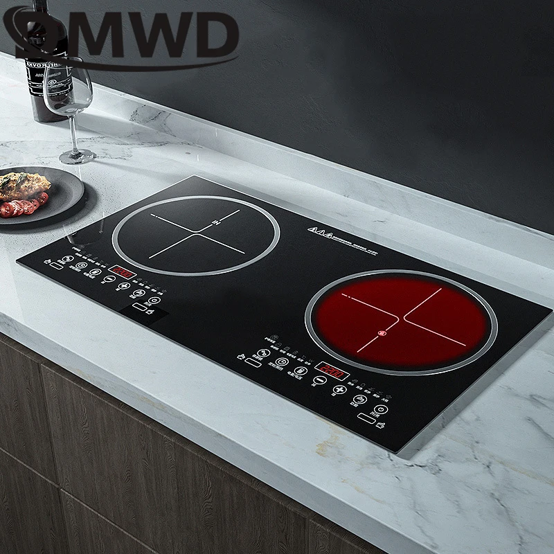 DMWD Multi-Head Induction Cooker Commercial Household Magnetic Cooker Waterproof Panel Infrared Heating Furnace Embedded Stove