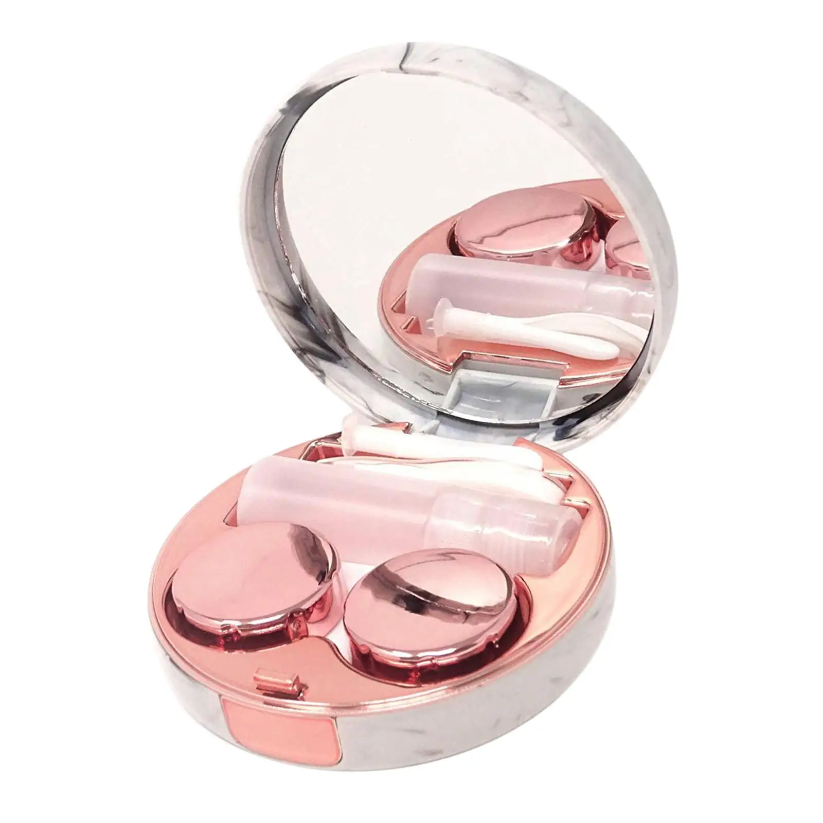 2-4pack contact Lens case Lens Care Durable with Mirror Tweezers Rose Gold 