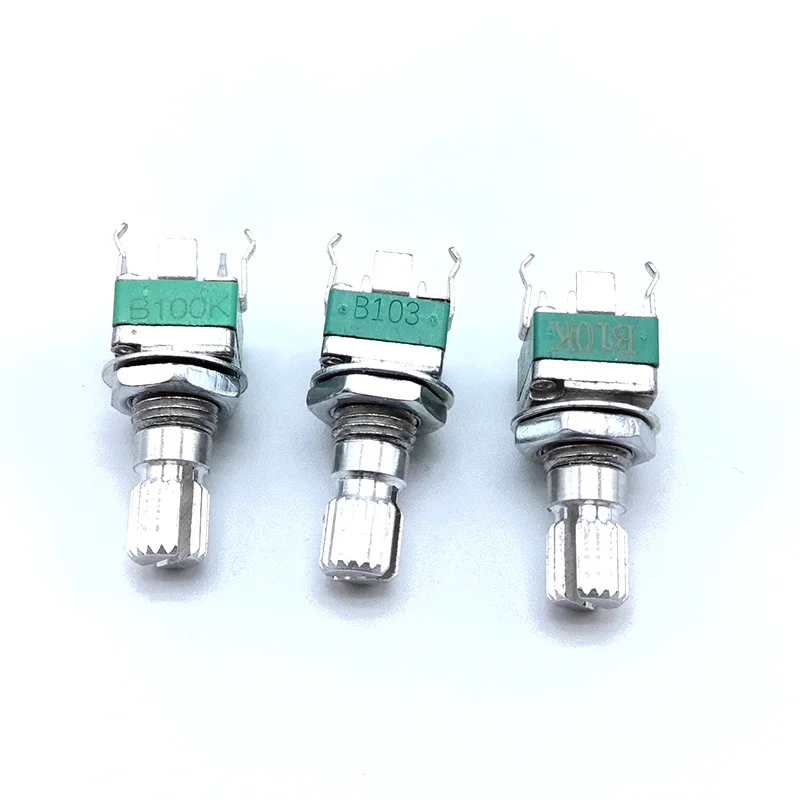 R097 Precision Potentiometer Vertical bent foot single channel B10K B100K plum shaft 15mm 2 pcs