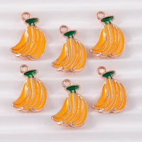 10 pièces 10x14mm mignon alliage émail fruits banane breloques pour boucles d'oreilles pendentifs colliers Bracelets à bricoler soi-même artisanat résultats de bijoux 6