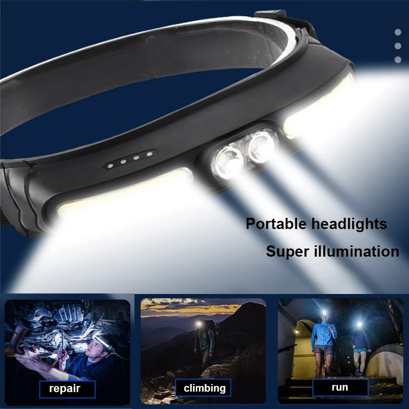 Description Picture 6 of itemCOB Headlamp Fishing Headlight 5 Lighting Modes Flashlight USB Rechargeable Head Light Outdoor Camping Portable Working Light