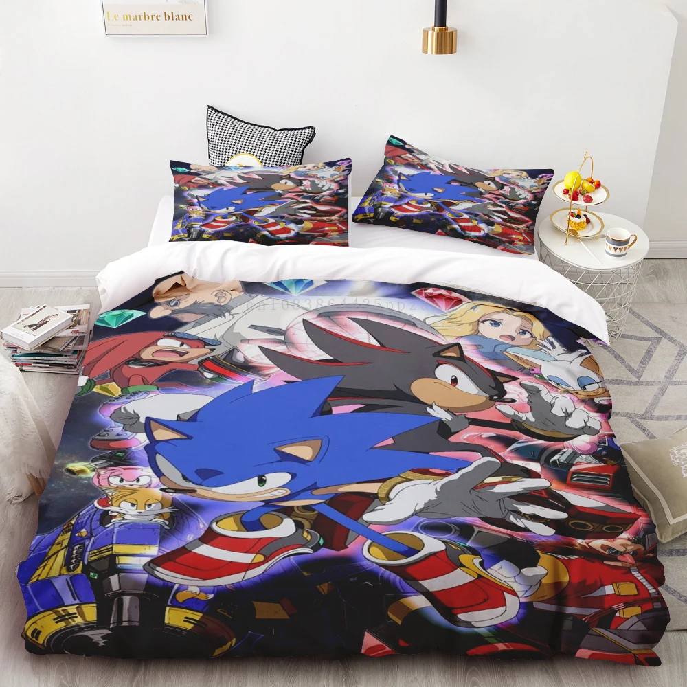 thumbnail image 1 of Funda nórdica 3D Exquisito fondo de pantalla de Sonic Anime Impresión digital Edredón Juego de cama Decoración de dormitorio Regalo para jóvenes Niños Niñas Niños, 1 of 4