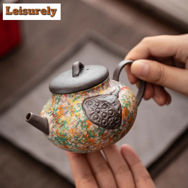 175ml Rock Painting Time Seedpod Of The Lotus Teapot Elegant Tea Infuser Pot Household Tea Making Kettle With Strainer Drinkware