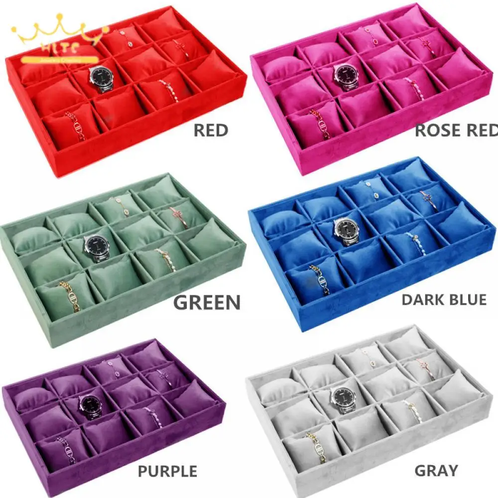 12 Grid Bracelet Watch Premium Pillow Plate 20 Grid Velvet Earnail Pendant Jewelry Display Tray Adjustable Shelf 35*24 Menora