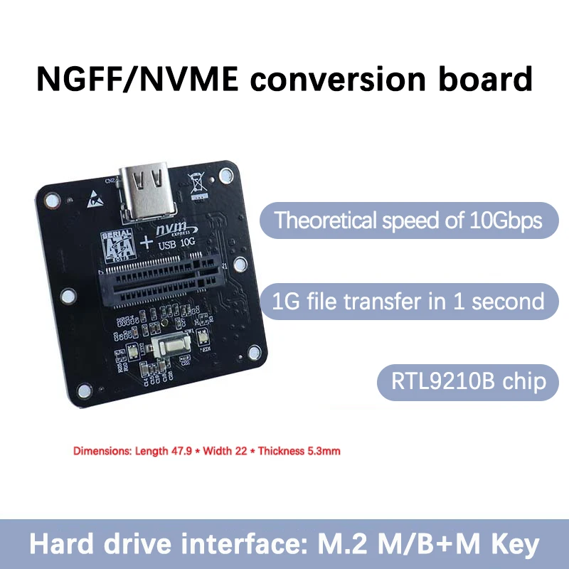 UTHAI U080 RTL9210B 듀얼 프로토콜 M.2 NVMe/NGFF 하드 디스크 박스 어댑터 타입-C USB3.1 10Gbps 어댑터 카드